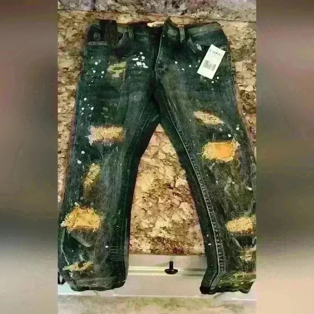 boys brand new slim fit Urban jeans Forward Denim Paint Splatter size 12 - Picture 11 of 16